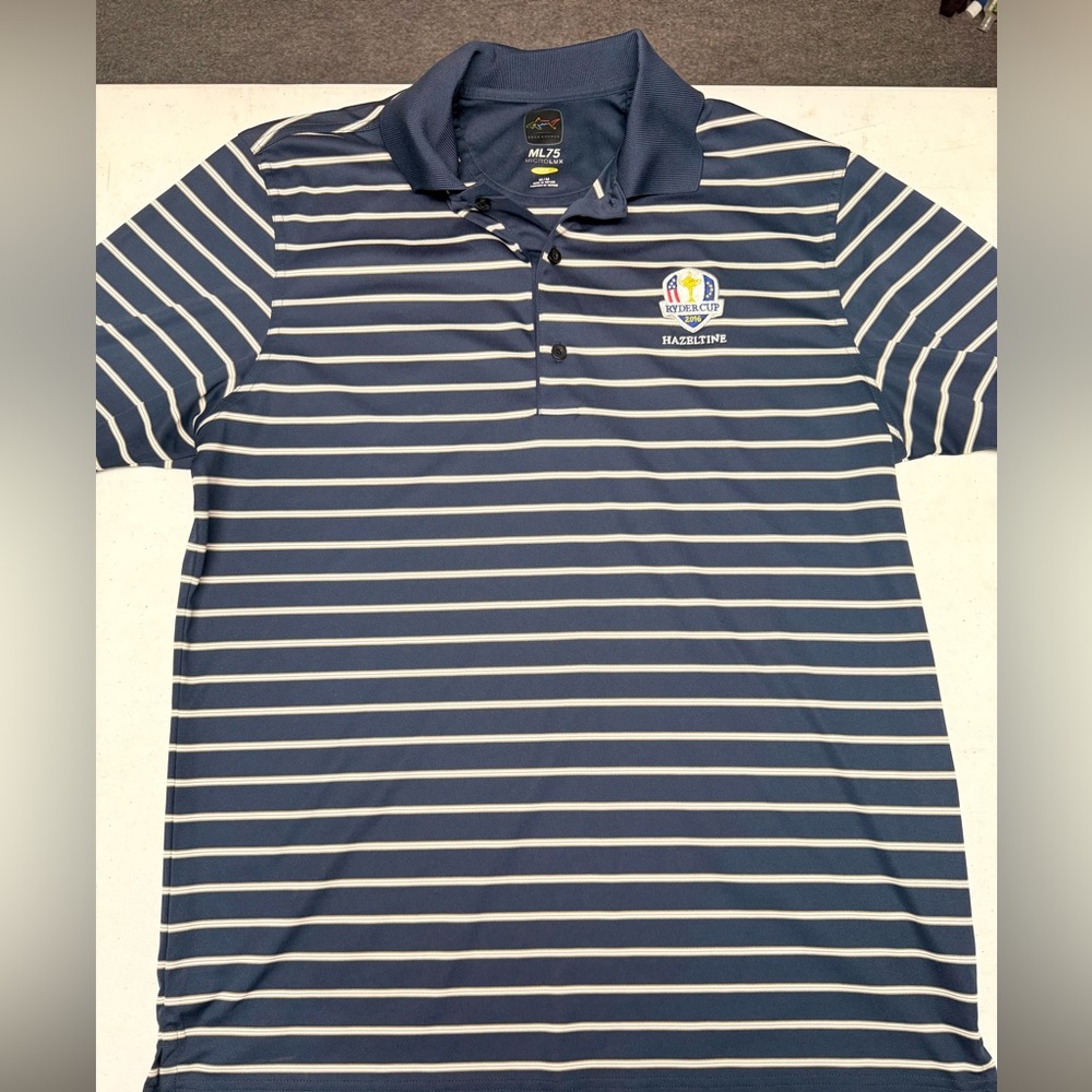 Greg Norman Striped Men's Polo Shirt 2016 Ryder Cup Hazeltine
